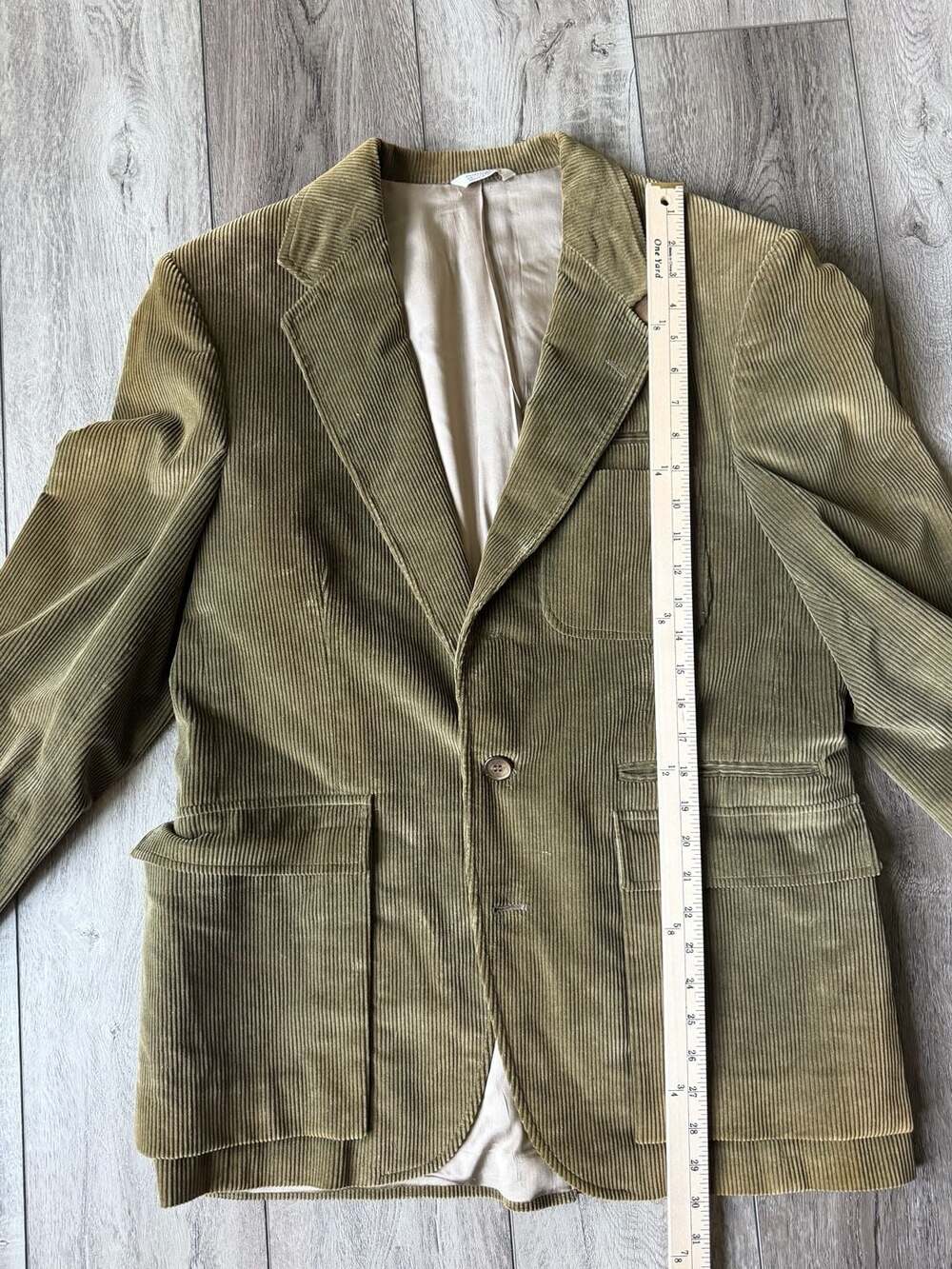 Orvis Vintage Olive Green Corduroy Sport Coat Blazer with Suede Elbow Patches - Picture 5 of 9